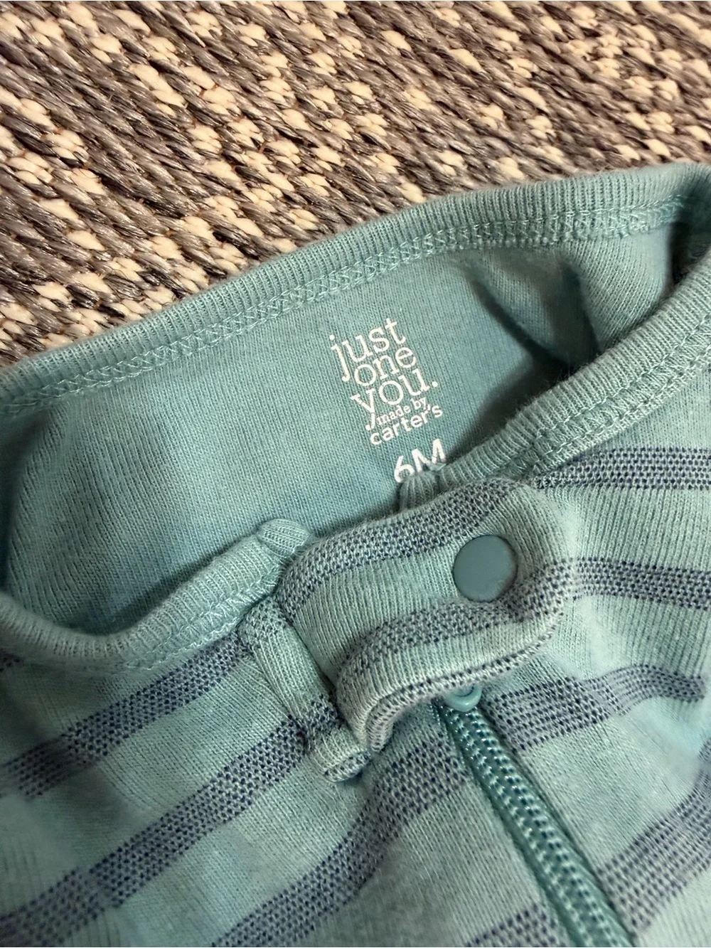 Carter's Baby Boy Modern Blue Striped Footie Pajamas 6 Months One-Piece Pajamas